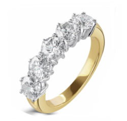 18ct Yellow Gold Brilliant Cut Diamond Five Stone Claw Set Eternity Ring 2.50ct