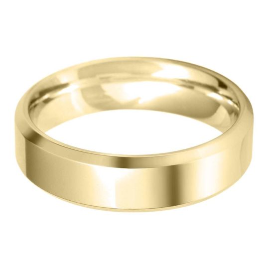 Gents 9ct Yellow Gold 6mm Bevelled Edge Wedding Ring