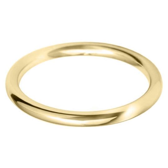 Ladies 9ct Yellow Gold 2mm Court Wedding Ring