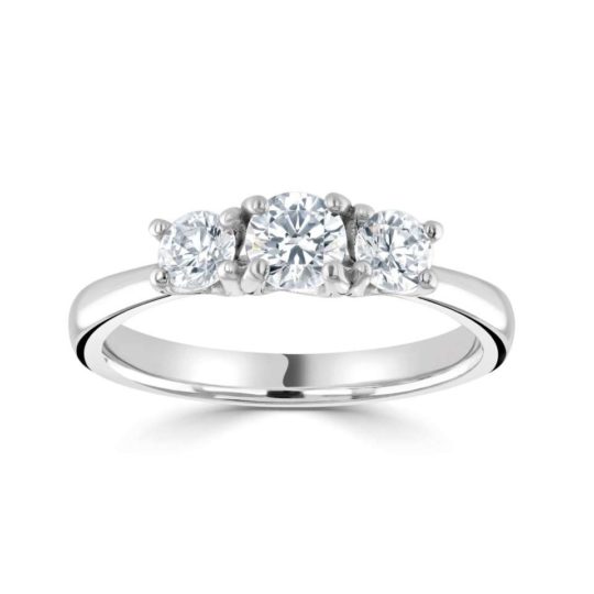 Platinum Brilliant Cut Diamond Trilogy Engagement Ring 0.77ct