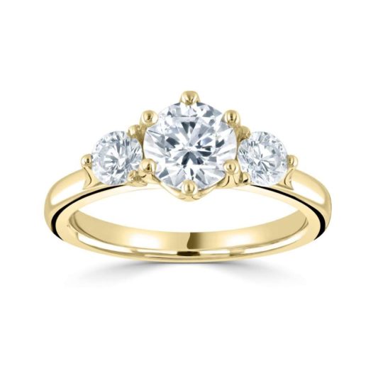 18ct Yellow Gold Brilliant Cut Diamond Trilogy Engagement Ring 1.30ct