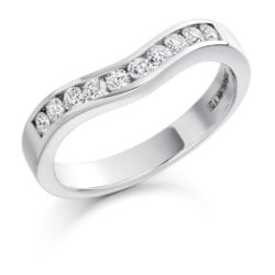 Platinum Brilliant Cut Diamond Channel Set Curved Half Eternity Ring 0.33ct