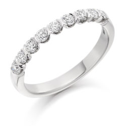 Platinum Brilliant Cut Diamond Bar Set Half Eternity Ring 0.50ct