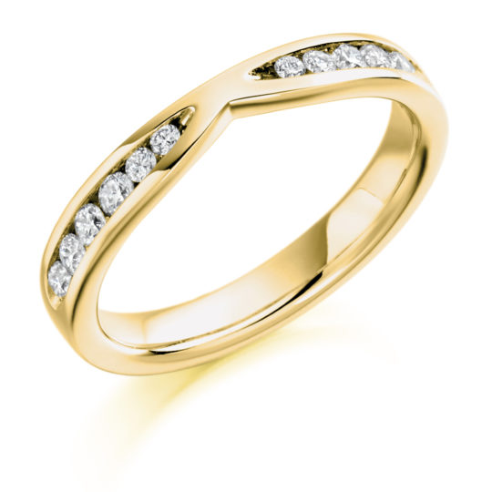18ct Yellow Gold Brilliant Cut Diamond Set Cut Out Wedding Ring 0.37ct