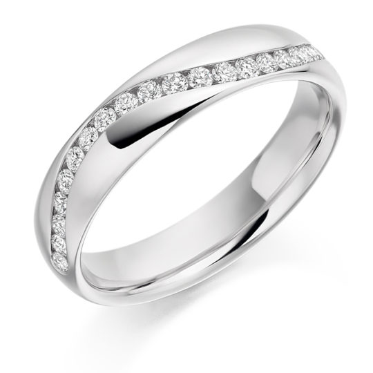Platinum Brilliant Cut Diamond Set Half Wave Wedding Ring