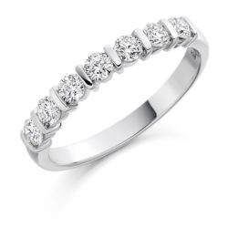 Platinum Brilliant Cut Diamond Bar Set Half Eternity Ring 0.50ct
