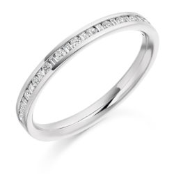 Platinum Brilliant Cut & Baguette Cut Diamond Channel Set Half Eternity Ring 0.30ct