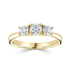 18ct Yellow Gold Brilliant Cut Diamond Trilogy Engagement Ring 0.77ct