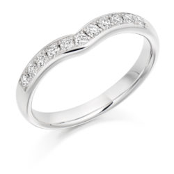 18ct White Gold Brilliant Cut Diamond Grain Set Shaped Half Eternity Ring 0.30ct