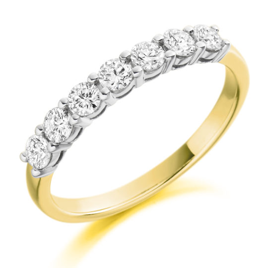 18ct Yellow Gold Brilliant Cut Diamond Seven Stone Eternity Ring 0.50ct