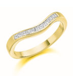 18ct Yellow Gold Princess Cut Diamond Channel Set Curved Half Eternity Ring 0.25ct