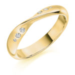 18ct Yellow Gold Brilliant Cut Diamond Set Twist Wedding Ring 0.09ct