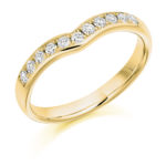 18ct Yellow Gold Brilliant Cut Diamond Grain Set Shaped Half Eternity Ring 0.30ct