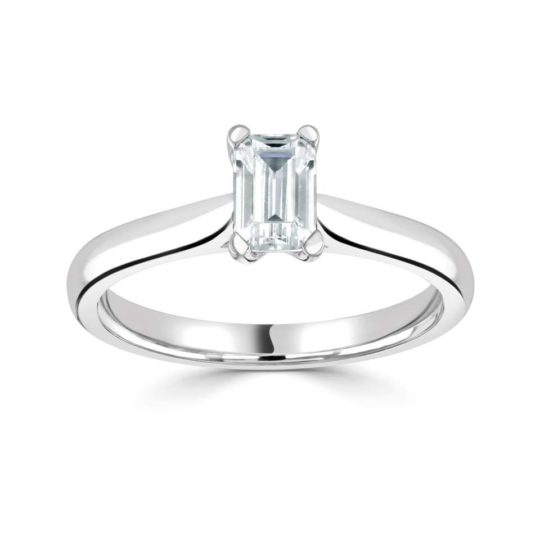 Platinum Emerald Cut Diamond Solitaire Engagement Ring 0.50ct