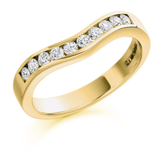 18ct Yellow Gold Brilliant Cut Diamond Channel Set Curved Half Eternity Ring 0.33ct