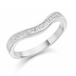 18ct White Gold Princess Cut Diamond Channel Set Curved Half Eternity Ring 0.25ct