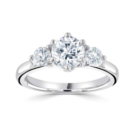Platinum Brilliant Cut Diamond Trilogy Engagement Ring 1.30ct