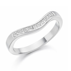 Platinum Princess Cut Diamond Channel Set Curved Half Eternity Ring 0.25ct
