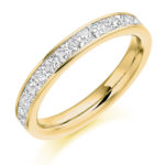 18ct Yellow Gold Princess Cut Diamond Channel Set Half Eternity Ring 1.00ct