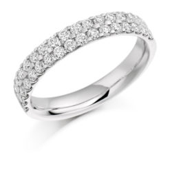 18ct White Gold Brilliant Cut Diamond Micro Claw Set Two Row Half Eternity Ring 0.75ct
