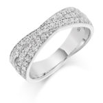 Platinum Brilliant Cut Diamond Grain Set Cross Over Dress Ring 0.70ct