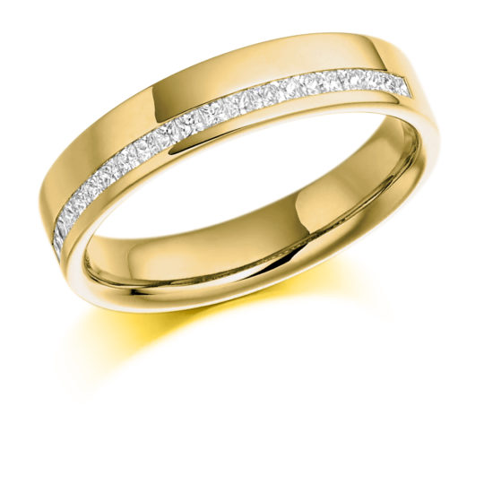 18ct Yellow Gold Princess Cut Diamond Offset Wedding Ring 0.25ct