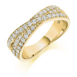 18ct Yellow Gold Brilliant Cut Diamond Grain Set Cross Over Dress Ring 0.70ct