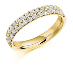 18ct Yellow Gold Brilliant Cut Diamond Micro Claw Set Two Row Half Eternity Ring 0.75ct