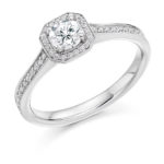 Platinum Brilliant Cut Diamond Halo Engagement Ring 0.53ct
