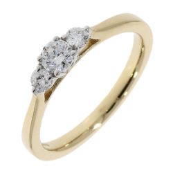 18ct Yellow Gold Brilliant Cut Diamond Trilogy Engagement Ring 0.35ct
