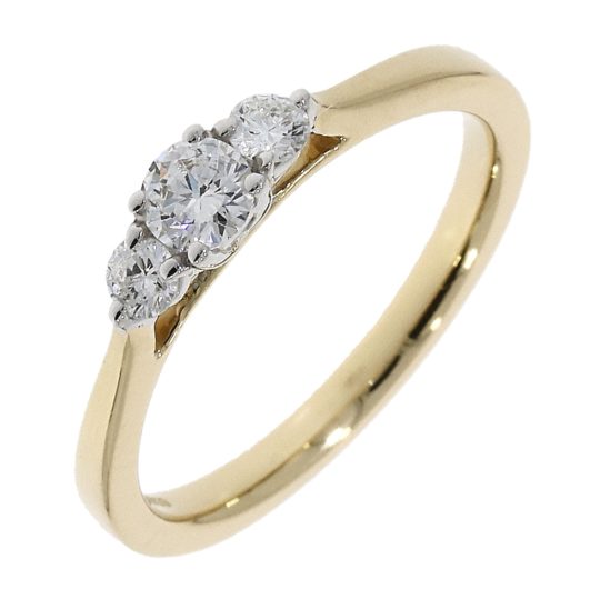18ct Yellow Gold Brilliant Cut Diamond Trilogy Engagement Ring 0.35ct