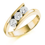 18ct Yellow Gold Brilliant Cut Diamond Crossover Trilogy Engagement Ring 0.75ct