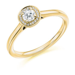 18ct Yellow Gold Brilliant Cut Diamond Halo Engagement Ring 0.30ct