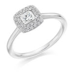 Platinum Brilliant Cut Diamond Double Halo Engagement Ring 0.50ct