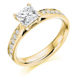 18ct Yellow Gold Princess Cut Diamond Engagement Ring 1.45ct