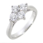 Platinum Brilliant Cut Diamond Four Stone Cluster Dress Ring 1.00ct