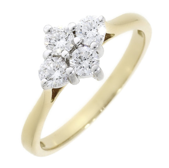 18ct Yellow Gold Brilliant Cut Diamond Four Stone Ring 0.50ct
