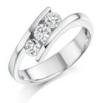 Platinum Brilliant Cut Diamond Crossover Trilogy Engagement Ring 0.55ct