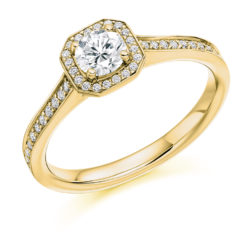 18ct Yellow Gold Brilliant Cut Diamond Halo Engagement Ring 0.53ct