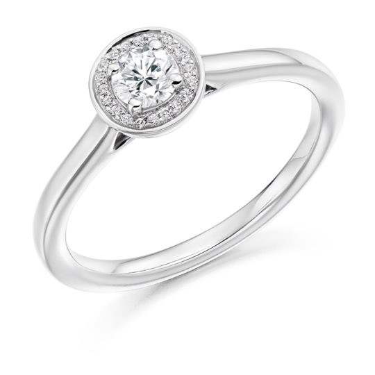 Platinum Brilliant Cut Diamond Halo Engagement Ring 0.30ct