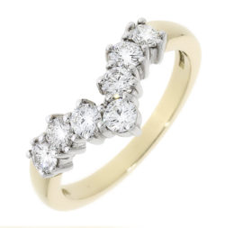 18ct Yellow Gold Brilliant Cut Diamond Seven Stone Claw Set Shaped Eternity Ring 0.70ct