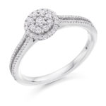 Platinum Brilliant Cut Diamond Flower Cluster Halo Engagement Ring 0.40ct