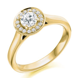 18ct Yellow Gold Brilliant Cut Diamond Halo Engagement Ring 0.65ct