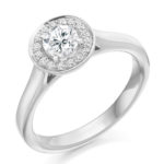 Platinum Brilliant Cut Diamond Halo Engagement Ring 0.65ct