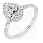 Platinum Pear Shape Diamond Halo Engagement Ring 1.40ct