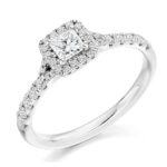Platinum Princess Cut Diamond Halo Engagement Ring 0.59ct