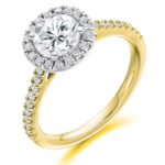 18ct Yellow Gold Brilliant Cut Diamond Halo Engagement Ring 1.40ct