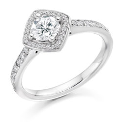 Platinum Brilliant Cut Diamond Halo Engagement Ring 0.63ct