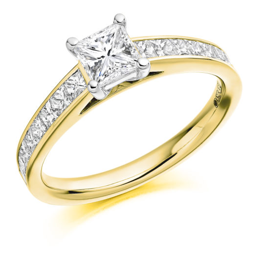 18ct Yellow Gold Princess Cut Diamond Engagement Ring 1.10ct