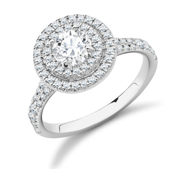 Platinum Brilliant Cut Diamond Double Halo Engagement Ring 1.20ct